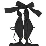 Women's Fashion Tie Low Back Solid Color Bodycon Jumpsuit