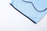 Spring Women's Low Back Top and High-Waist Color-Block Tight-Fitting Sport Pants Set