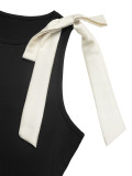 Summer Women's Sleeveless Color-Block Bow Slim Bodysuit