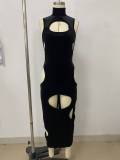 Women's Fashion Hollow-out Open Waist Sleeveless Bodycon Club Dress