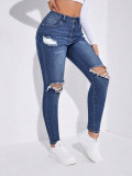 Women's Stretch Ripped Slim-Fit Denim Pencil Pants