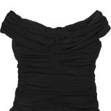Women's Fashion Solid Color Mesh Off Shoulder Bodycon Long Dress