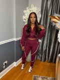 Women's Sport Two-Piece Casual Patchwork Long Sleeve Jacket and Pants Set