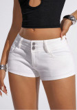 Women's White High-Waist Denim Shorts