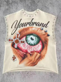 Spring/Autumn Lip Print Studded Casual Vest