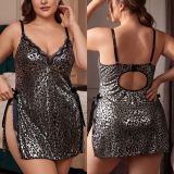 Women Camisole Hollow Out Slit Lace-Up Slip Dress Lingerie