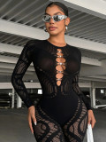 Women Holidays Hollow Out Rhinestone Bodysuit