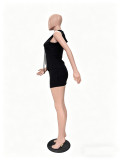 Women Casual Ribbed Sleeveless Top and Skirt Two-Piece Set