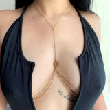 Women Rhinestone Round Sexy Chest Chain Bikini Rhinestone Body Chain
