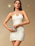 Women Sexy Backless Embroidered Camisole Dress
