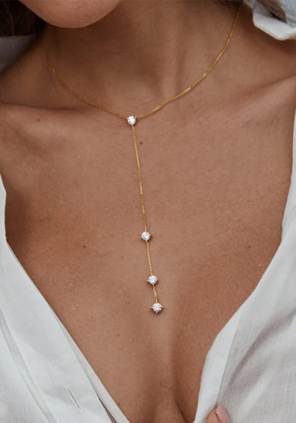 Women Rhinestone Tassel Necklace
