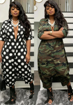 Women Casual Camouflage Polka Dot Print Wide Leg Jumpsuit Women Casual Camouflage Polka Dot Print Wide Leg Jumpsuit