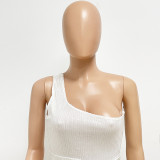 Women Ruched Ribbon Sequin One Shoulder Holidays Bodycon Dress
