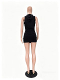 Women Casual Ribbed Sleeveless Top and Skirt Two-Piece Set