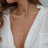 Women Rhinestone Tassel Necklace