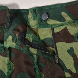 Spring/Summer Fashion Fringed Camouflage Mini Skirt