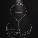 Women Rhinestone Round Sexy Chest Chain Bikini Rhinestone Body Chain
