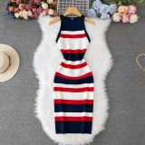 Women Sexy Colorful Striped Letter Print Camisole Dress