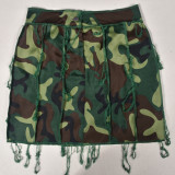 Spring/Summer Fashion Fringed Camouflage Mini Skirt