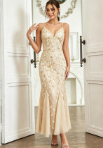 Women Sexy Chiffon Patchwork Sequin Dress
