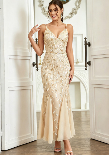 Women Sexy Chiffon Patchwork Sequin Dress