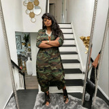 Women Casual Camouflage Polka Dot Print Wide Leg Jumpsuit