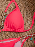 Women Bikini Lace-Up Rhinestone Sexy Beach Holidays Swimwear