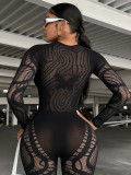 Women Holidays Hollow Out Rhinestone Bodysuit