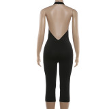 Women Summer Halter Neck Backless Jumpsuit
