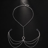 Women Rhinestone Round Sexy Chest Chain Bikini Rhinestone Body Chain