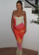 Women Sexy Slit Print Strap Dress