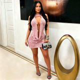 Women Sexy Backless Knitting Sequin Beach Dress