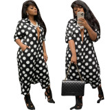 Women Casual Camouflage Polka Dot Print Wide Leg Jumpsuit