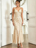 Women Sexy Chiffon Patchwork Sequin Dress