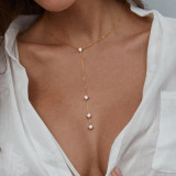 Women Rhinestone Tassel Necklace