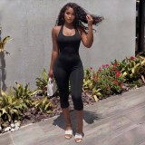 Women Summer Halter Neck Backless Jumpsuit
