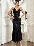 Women Sexy Chiffon Patchwork Sequin Dress
