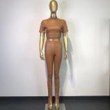 Spring Women's Tight-Fitting PU Leather Pants Set with Open Waist