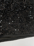 Women Black Sequin Tight FittingHigh Waist Slim Fit Bodycon Party Shorts