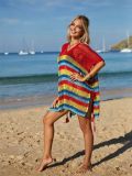Women Summer Hollow Knit Long Sleeve Sunscreen Beach Cover-Up Top