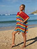 Women Summer Hollow Knit Long Sleeve Sunscreen Beach Cover-Up Top
