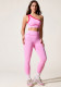 Women Colorblock Slash Shoulder Sports Bra + High Waist Butt Lift Yoga Pants Tight Fitting Activewear