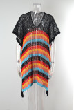 Women Summer Hollow Knit Long Sleeve Sunscreen Beach Cover-Up Top