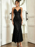 Women Sexy Chiffon Patchwork Sequin Dress