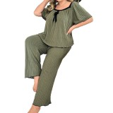 Women Plus Size Loose Comfortable Round Neck Pajamas Summer Loungewear