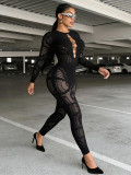 Women Holidays Hollow Out Rhinestone Bodysuit