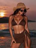 Women Backless Lace-Up Bikini Beach Two-Piece Swimwear Set