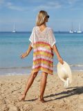 Women Summer Hollow Knit Long Sleeve Sunscreen Beach Cover-Up Top