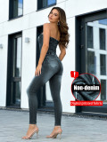 Women Spring/Summer Slim Stretch Jumpsuit Sexy Fashion Denim Pattern Printed Overall Pants