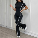 Women Colorblock Jumpsuit One-Piece Butt Lift Long Pants Fitness Activewear